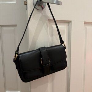 black faux leather purse